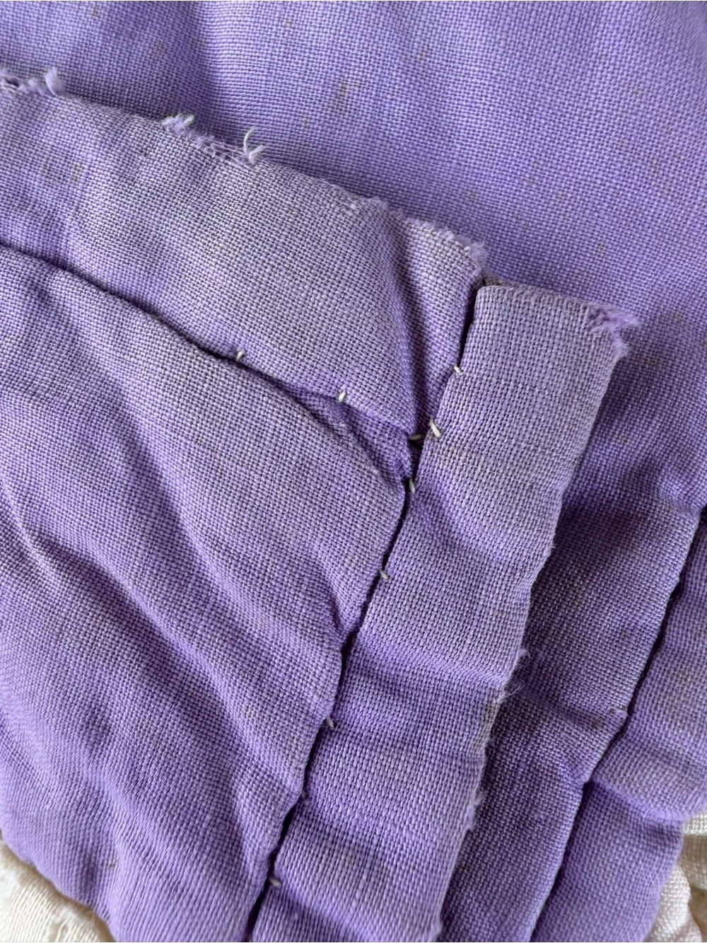 VTG Sunbonnet Sue Baby Lap Quilt Hand Sewn Purple Pastel 35x53 Damaged Cutter